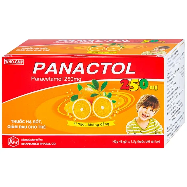 Bột sủi Panactol 250mg Khapharco ngọt cho trẻ em