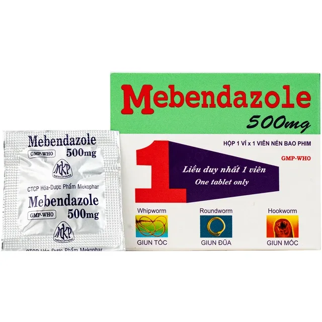 thuốc tẩy giun Mebendazole 500mg